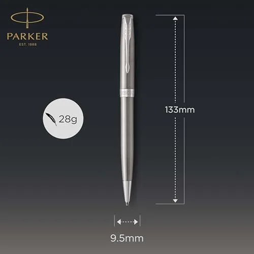 PARKER ▫️ Sonnet - Caneta esferográfica (em aço inoxidável, com acabamento em paládio e ponta média, em estojo) 2