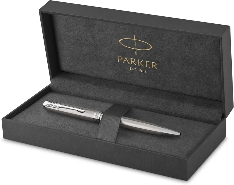 PARKER ▫️ Sonnet - Caneta esferográfica (em aço inoxidável, com acabamento em paládio e ponta média, em estojo)