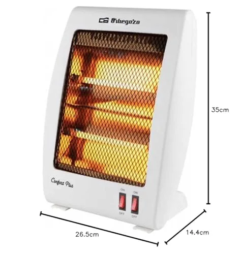 Orbegozo ▫️ BP 5000 – Aquecedor de quartzo com 2 níveis de potência (400 W e 800 W), barra dupla de quartzo e design na cor branca 2