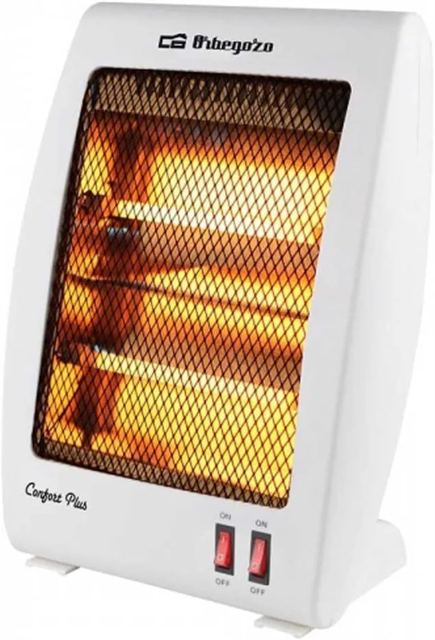 Orbegozo ▫️ BP 5000 – Aquecedor de quartzo com 2 níveis de potência (400 W e 800 W), barra dupla de quartzo e design na cor branca