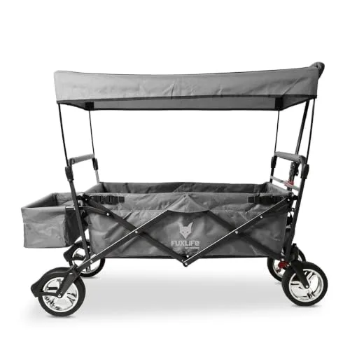 FUXTEC ▫️ Bollerwagen City CT500, Carrinho dobrável com cobertura UV e travões duplos à frente. — Adequado para crianças, cidade, campo, praia ou montanha — Puxar ou empurrar — Capacidade de carga de 75 kg — Saco traseiro 3