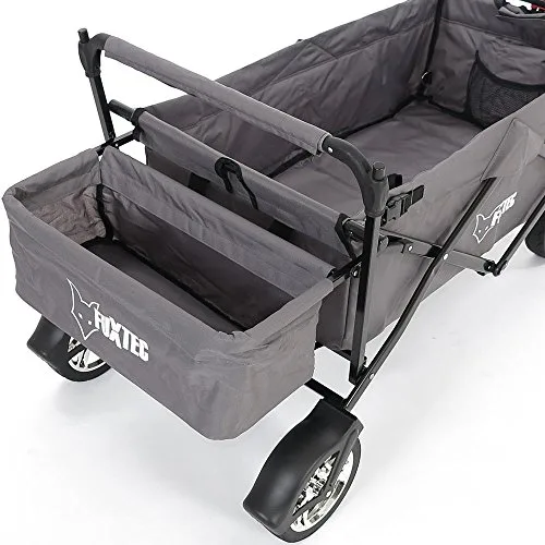 FUXTEC ▫️ Bollerwagen City CT500, Carrinho dobrável com cobertura UV e travões duplos à frente. — Adequado para crianças, cidade, campo, praia ou montanha — Puxar ou empurrar — Capacidade de carga de 75 kg — Saco traseiro 7
