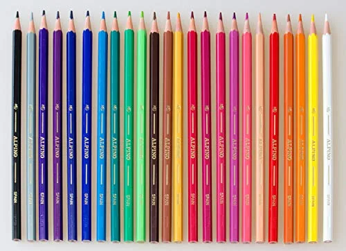 Alpino ▫️ Lápis de cor 24 unidades | Lápis de cor para crianças | Desenha e pinta com cores vivas e brilhantes | Material escolar | Estojo para lápis de cor 5