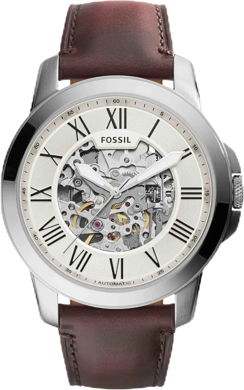 Fossil ▫️ Grant – Relógio mecânico automático em aço inoxidável para homem