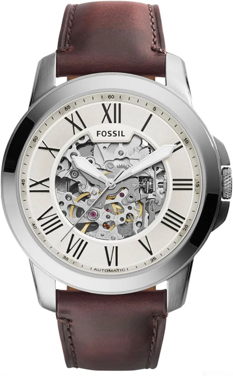 Fossil ▫️ Grant – Relógio mecânico automático em aço inoxidável para homem