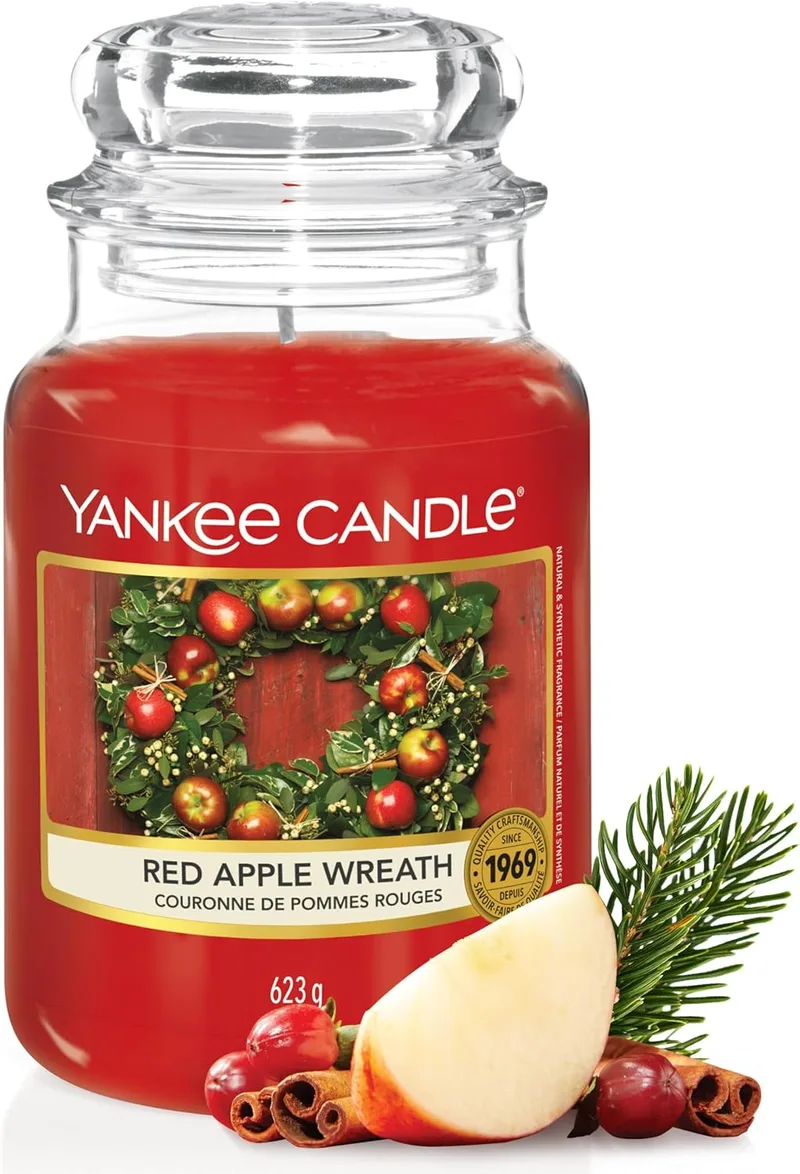 Yankee Candle ▫️ Vela aromática | Red Apple Wreath em frasco grande | Velas de longa duração: até 150 horas | Presentes perfeitos para mulheres