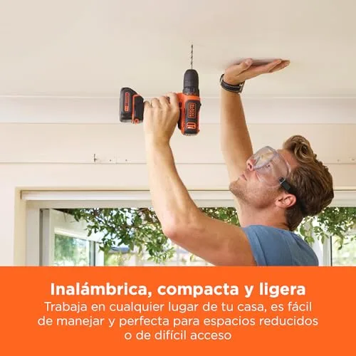 Black+Decker ▫️ Berbequim-aparafusador sem fios ultracompacto, com luz de trabalho LED, bateria de iões de lítio de 10,8 V e carregador, BDCDD12-QW 2