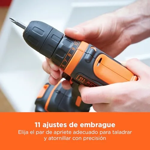 Black+Decker ▫️ Berbequim-aparafusador sem fios ultracompacto, com luz de trabalho LED, bateria de iões de lítio de 10,8 V e carregador, BDCDD12-QW 3