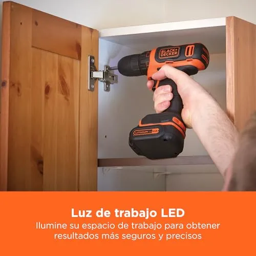 Black+Decker ▫️ Berbequim-aparafusador sem fios ultracompacto, com luz de trabalho LED, bateria de iões de lítio de 10,8 V e carregador, BDCDD12-QW 4
