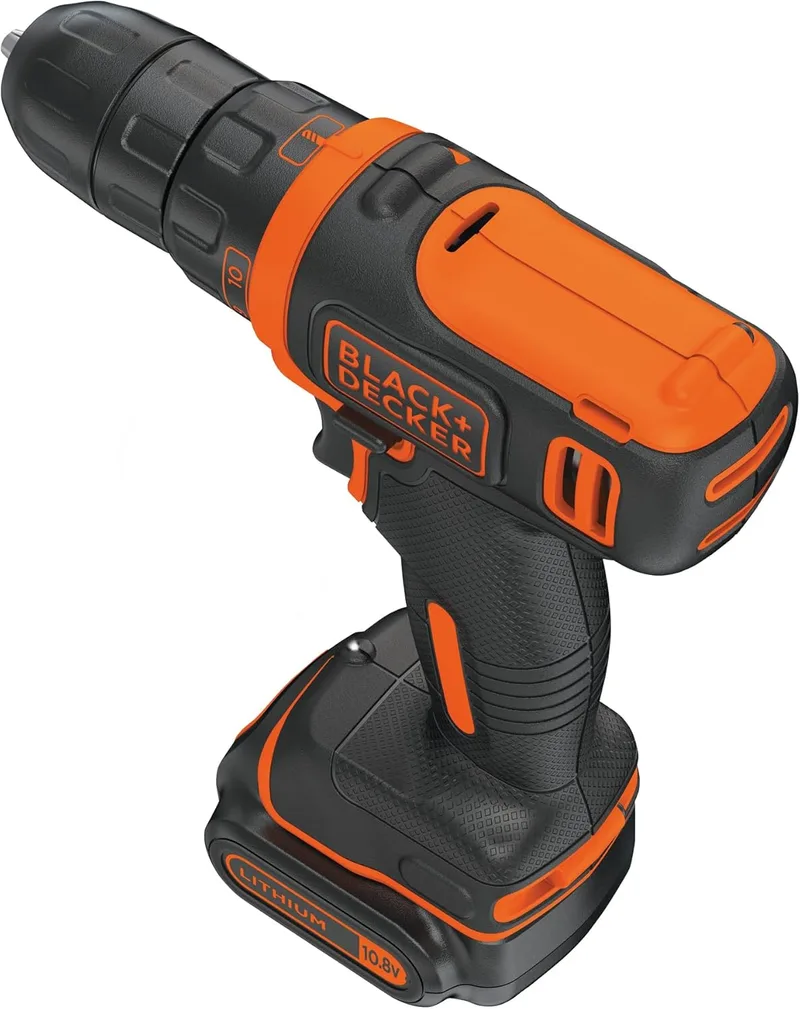 Black+Decker ▫️ Berbequim-aparafusador sem fios ultracompacto, com luz de trabalho LED, bateria de iões de lítio de 10,8 V e carregador, BDCDD12-QW