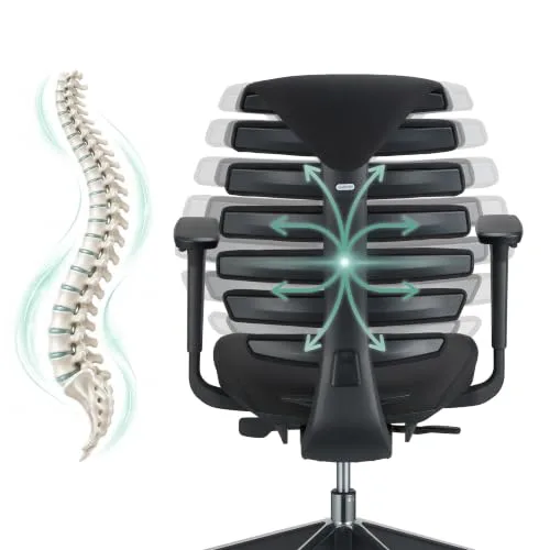 hjh OFFICE ▫️ Cadeira de escritório Cadeira giratória Ergo Line II Tecido Encosto ergonómico com braços ajustáveis Preto 7