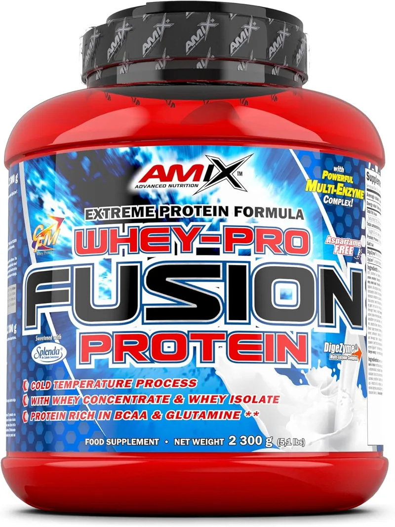 Amix ▫️ Proteína Whey - Pure Fusion - 2,3 kg - Concentrado de soro de leite ultrafiltrado - Proteína isolada com Splenda - Contém L-glutamina - Proteínas para aumentar a massa muscular - Sabores: Mocha/Chocolate/Café