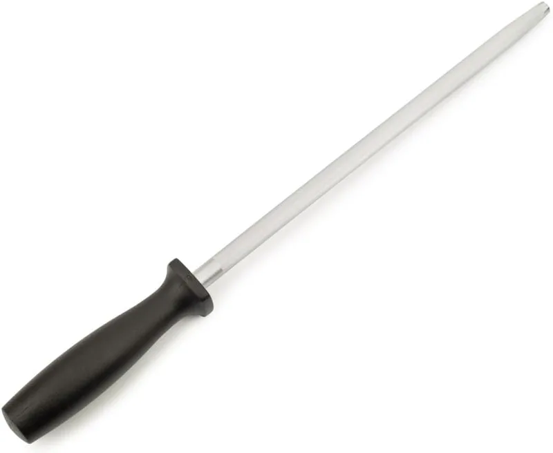 Arcos ▫️ Chaira 230 mm – Afiador manual de facas de aço ao carbono e diamante. Afiador profissional com cabo ergonómico em polipropileno para lâminas muito finas. Cor: preta