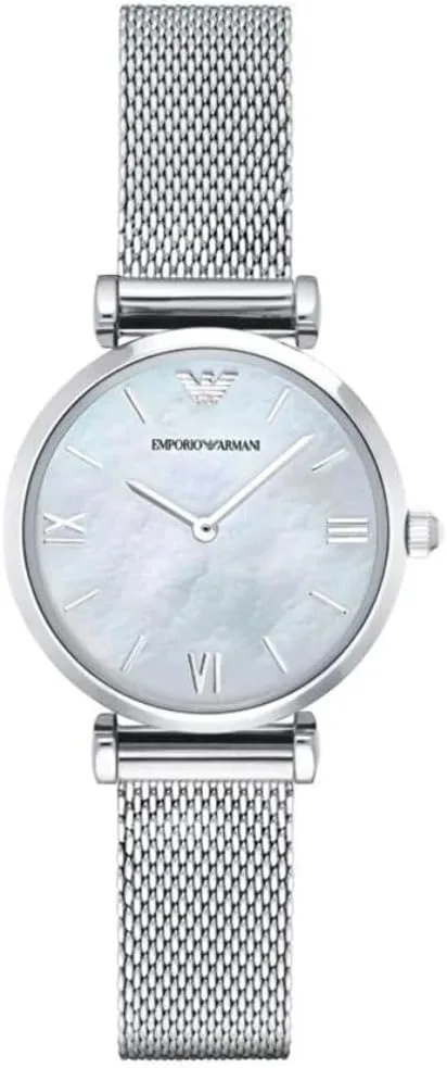 Emporio Armani ▫️ Relógio para mulher, 32 mm, movimento de quartzo com dois ponteiros e bracelete em aço prateado