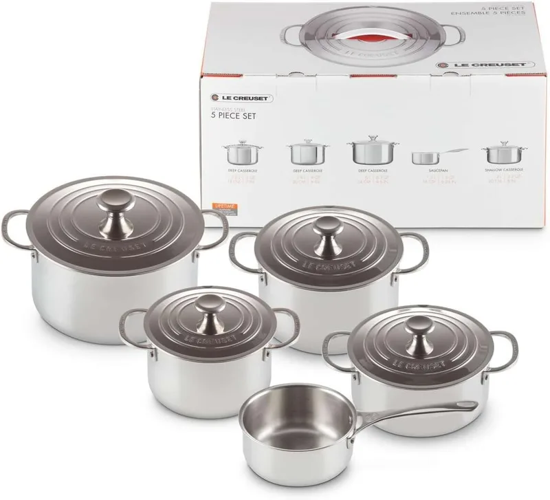 Conjunto Le Creuset de 5 peças em aço inoxidável Signature, 96605300000000