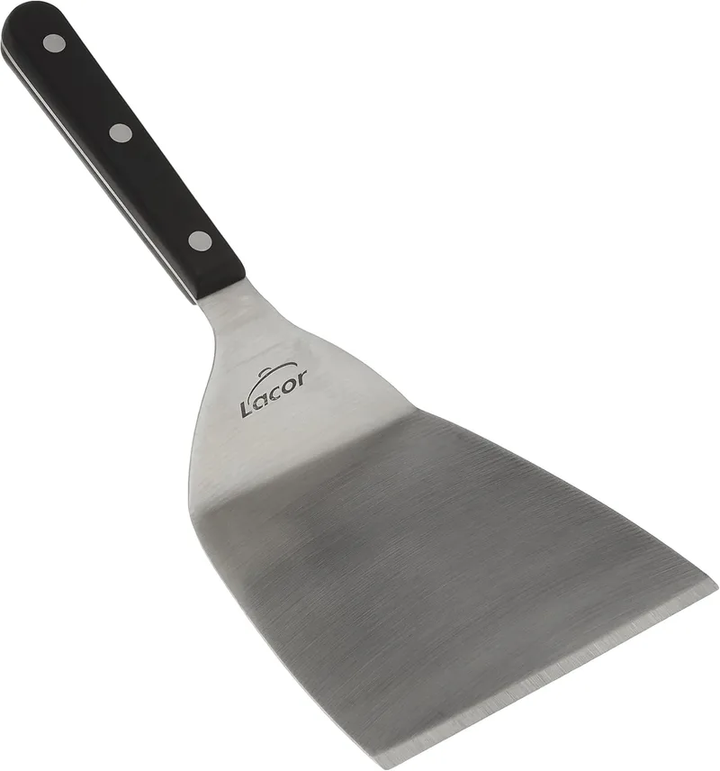 LACOR ▫️ 60434 - Espátula para grelhados - Aço inoxidável, 12 x 27 cm, Utensílio de cozinha | Em aço inoxidável, ideal para mexer e servir; adequada para a máquina de lavar louça, ideal para cozinha profissional e uso diário