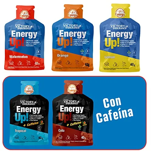 VICTORY ENDURANCE ▫️ Energy Up Gel com cafeína, sabor a limão e extra de sódio, energia imediata, 40 g, embalagem de 24 5