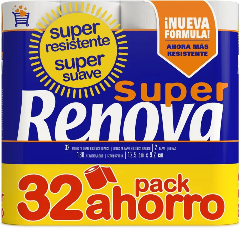 RENOVA ▫️ Papel Higiénico Super Branco, Dupla Camada, Suave - 32 rolos
