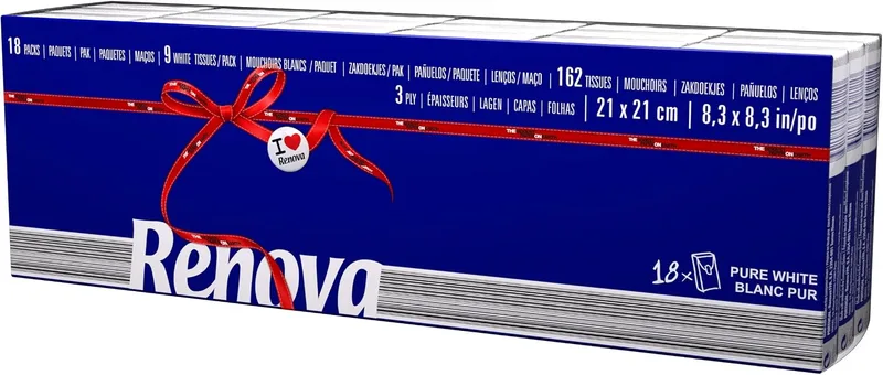 RENOVA ▫️ Lenços de bolso Red Label Branco Puro - 18 pacotinhos