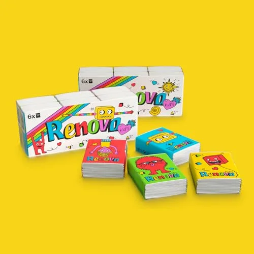 RENOVA ▫️ Lenços de Bolso Kids, 6 pacotes, 4 camadas, extra-suaves 4