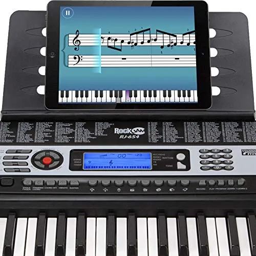 RockJam ▫️ Teclado digital portátil RJ654 de 54 teclas com suporte para computador e ecrã LCD interativo 6