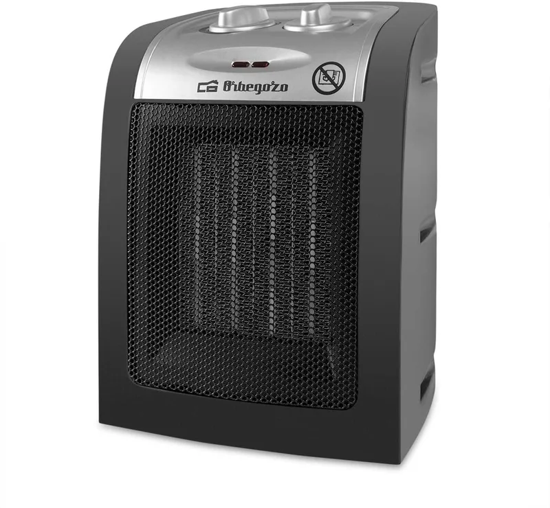 Orbegozo ▫️ CR 5017, aquecedor cerâmico, 1500 W, 2 níveis de potência, termóstato regulável, sistema de proteção contra sobreaquecimento, luz de funcionamento, modo de ventilação, cor preta