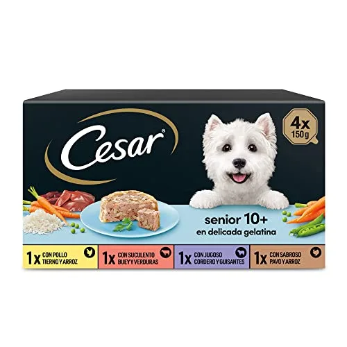 Cesar ▫️ Comida Húmida para Cães Seniores, Seleção de Carnes Mistas, Multipack (Embalagem de 6 x 4 potes de 150 g) 2