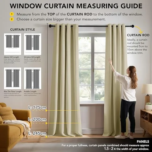 Deconovo ▫️ Cortinas Opacas Térmicas para Quarto e Sala, 2 peças 3