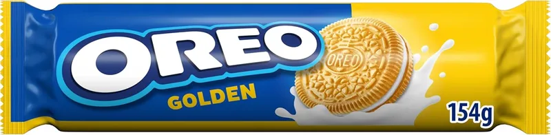 Oreo ▫️ Golden, bolachas recheadas com creme de baunilha, as bolachas Golden são óptimas para um lanche rápido e fácil, embalagem de 154 g.