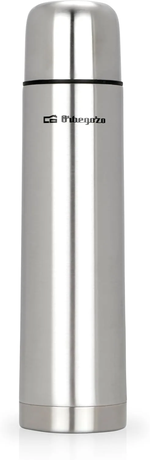 Orbegozo ▫️ TRL 360 - Garrafa térmica para líquidos, para bebidas frias ou quentes, fabricada em aço inoxidável, tampa com botão dosificador, 350 ml
