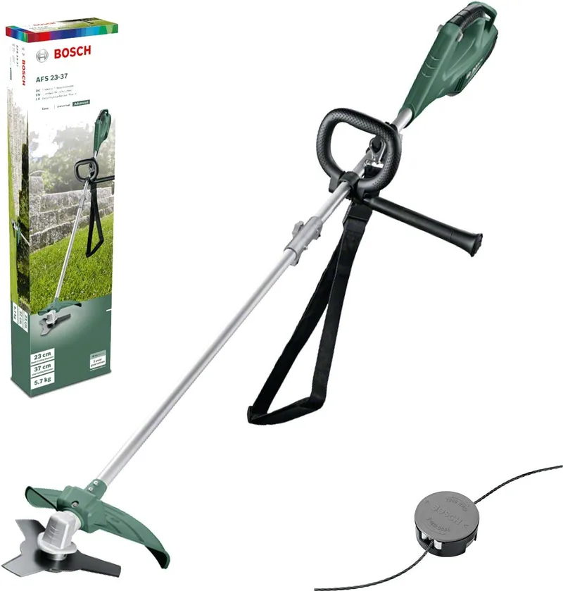 Bosch ▫️ AFS 23-37 - Desbastador (lâmina de 3 folhas, 3 fios de corte, punho adicional, capa na caixa de cartão, sistema duplo de corte)