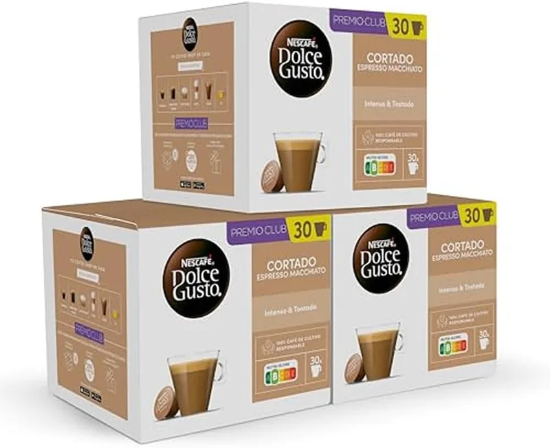 Nescafé Dolce Gusto ▫️ Cortado - Cápsulas de Café, 90 Cápsulas (3 x 30) - Notas de Amêndoa Torrada - Original para máquinas de café Dolce Gusto