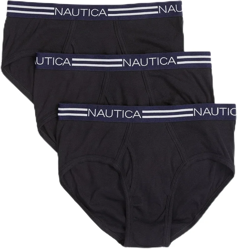 Nautica ▫️ Classic Cotton - Conjunto de 3 cuecas de homem com abertura frontal (Conjunto de 3)