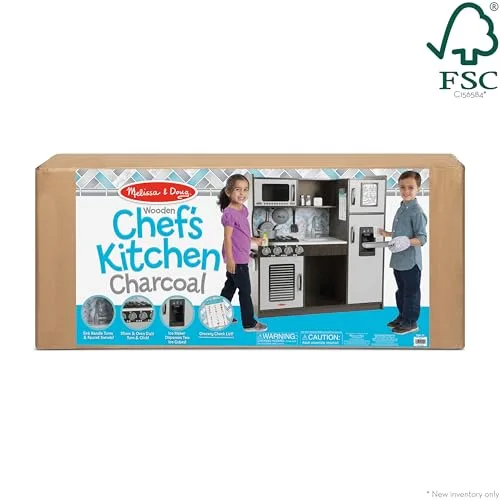 Melissa & Doug ▫️ Cozinha do Chef, Carvão, Brinquedo de Madeira para Brincadeiras de Imitação, Conjunto Infantil de Cozinha, Cozinha de Brincar para Crianças em Idade de Aprender a Andar e a partir dos 3 Anos 6