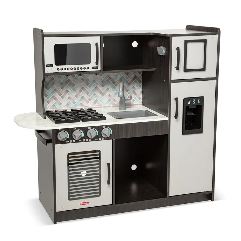 Melissa & Doug ▫️ Cozinha do Chef, Carvão, Brinquedo de Madeira para Brincadeiras de Imitação, Conjunto Infantil de Cozinha, Cozinha de Brincar para Crianças em Idade de Aprender a Andar e a partir dos 3 Anos