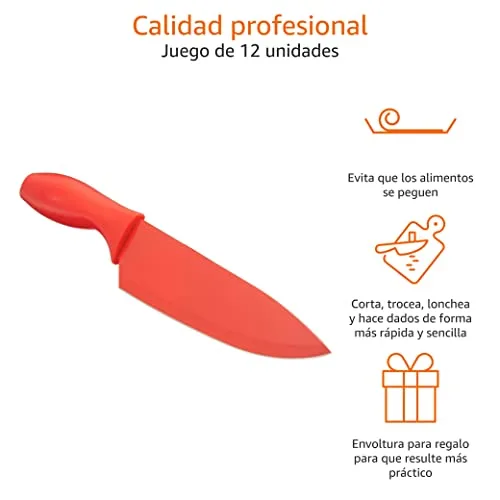 Amazon Basics ▫️ Conjunto de facas coloridas 12 unidades, sortido 3