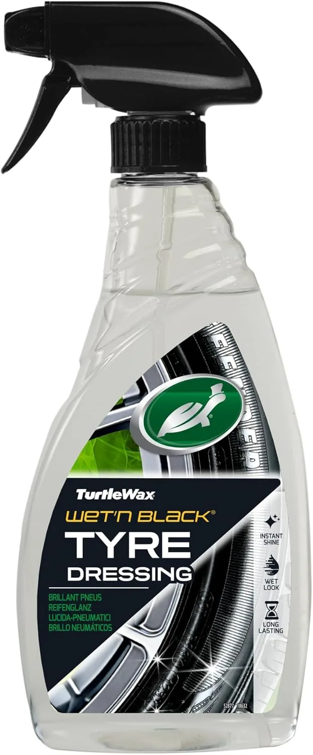 Turtle Wax ▫️ 51801 Wet N Black Limpador e polidor de pneus de automóvel com efeito molhado, 500 ml