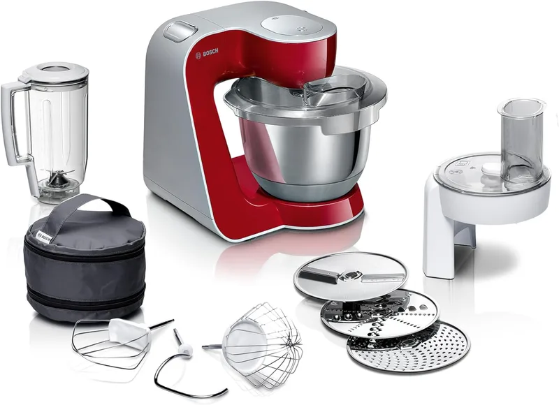 Bosch MUM5 CreationLine - Máquina de cozinha, 1000 Watt, 7 velocidades + função de impulso, cor vermelha