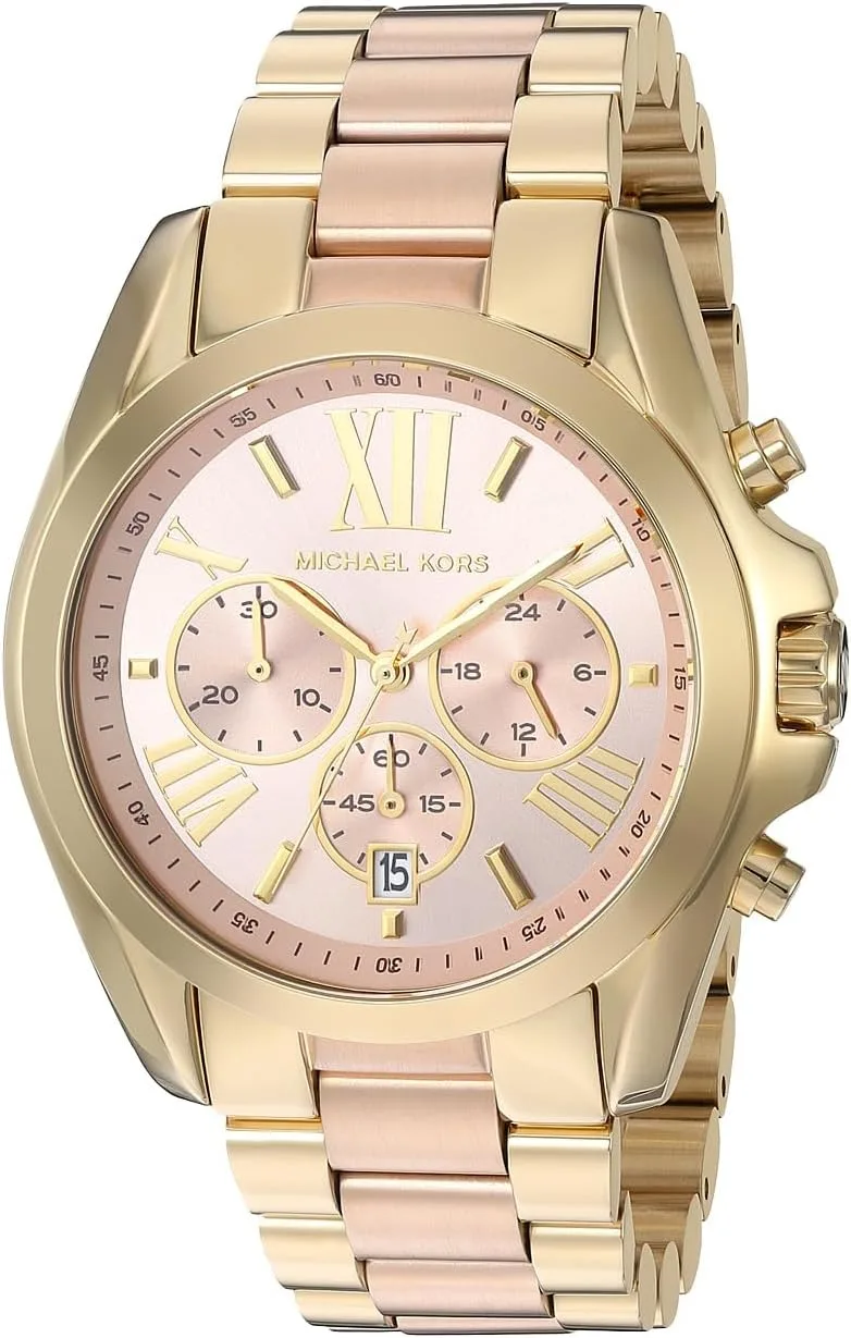 Michael Kors ▫️ Relógio Bradshaw para mulher, movimento cronógrafo de quartzo de 43 mm com bracelete em aço inoxidável