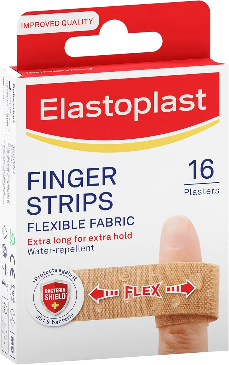 Elastoplast ▫️ Emplastro de dedos extra flexível (16 unid.), emplastro de dedos flexível e duradouro, emplastro de tecido elástico, emplastro à prova de água