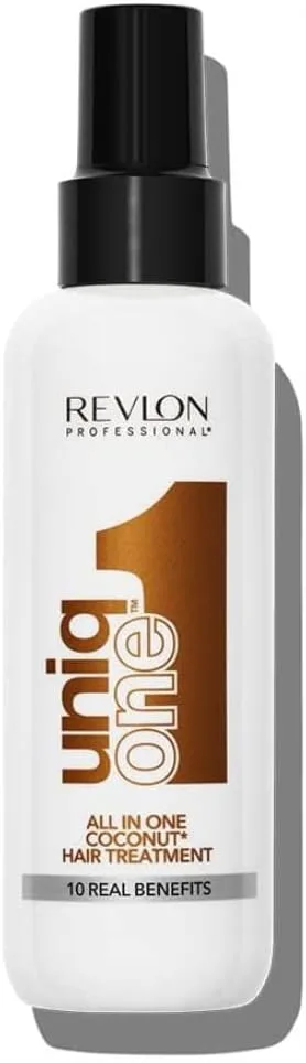 REVLON PROFESSIONAL ▫️ UniqOne Protetor Térmico Tudo em Um para o Cabelo, Spray de Tratamento Capilar Hidratante Profundo, Sem Enxaguamento, Tratamento Capilar Desembaraçante para Mulheres, Fragrância de Coco 150 ml