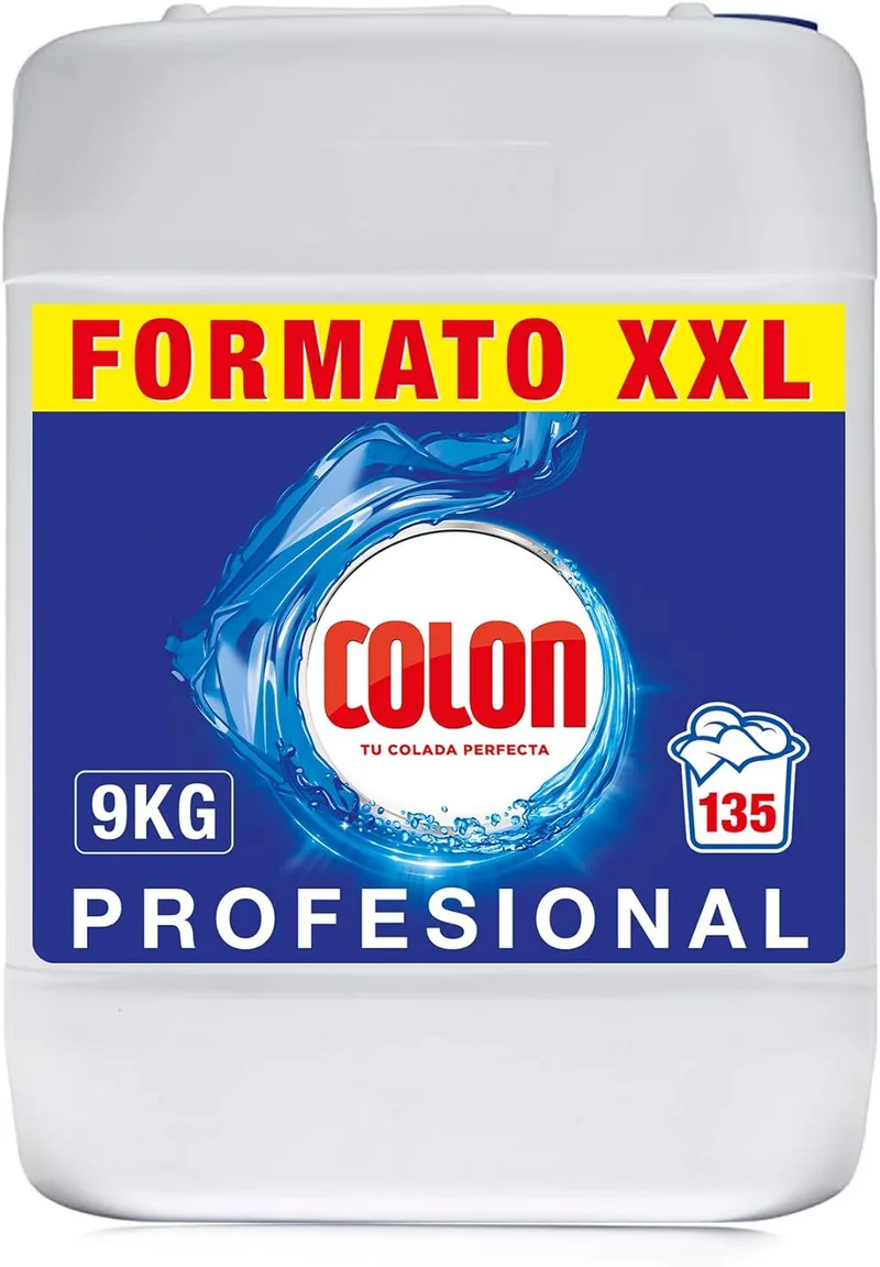Colon ▫️ Detergente para máquina de lavar roupa profissional, adequado para roupa branca e de cor, em formato de gel - 9 kg, 134 doses