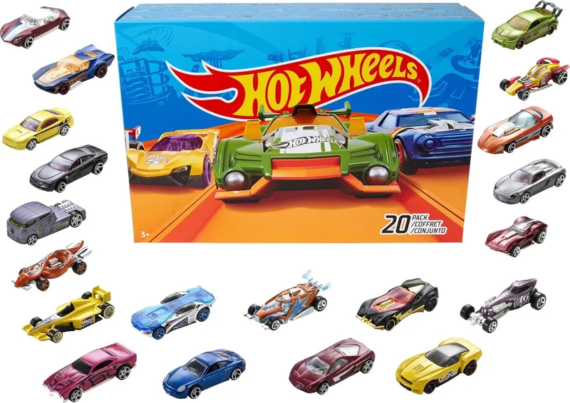 Hot Wheels ▫️ 20 Packs de Carros de Brinquedo (Modelos sortidos, seleção aleatória), Escala 1:64 com detalhes realistas, DXY59