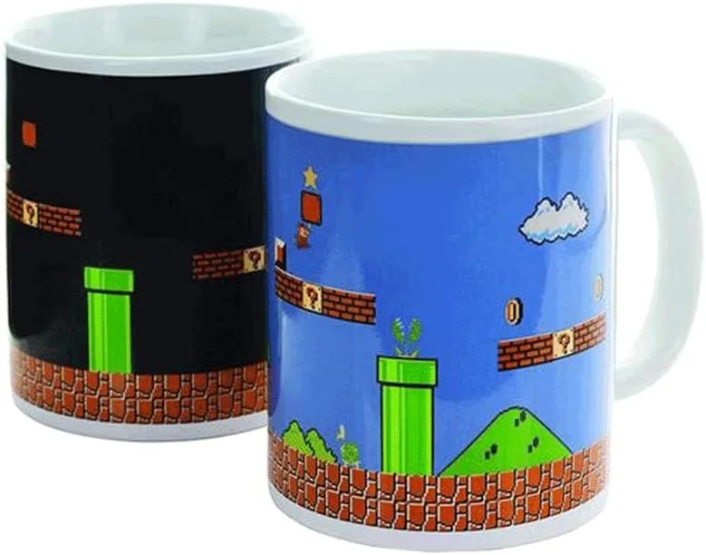 Paladone ▫️ Caneca Mario Bros que muda com o calor - Caneca oficial da Nintendo, prenda para jogadores retro, 300ml