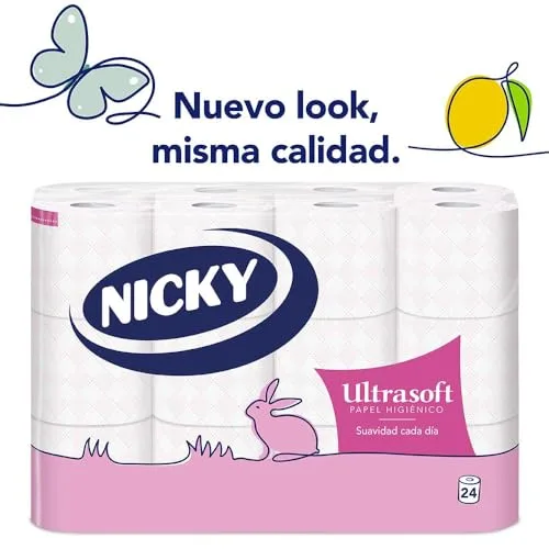 Nicky ▫️ Ultrasoft, 24 rolos de papel higiénico, 2 camadas 3