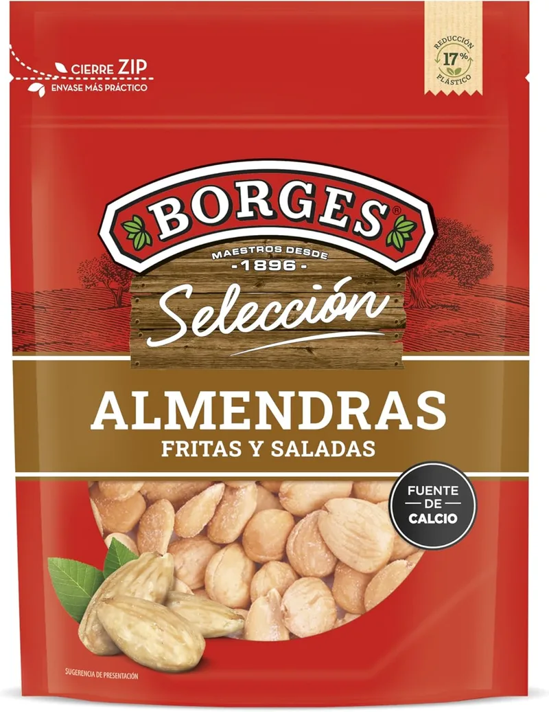 Borges ▫️ Amêndoas Guara Fritas e Salgadas Seleção - Rica em Vitamina E, Fósforo, Magnésio, Ferro e Cálcio - Nozes sem Glúten - Embalagem de 160 gramas.