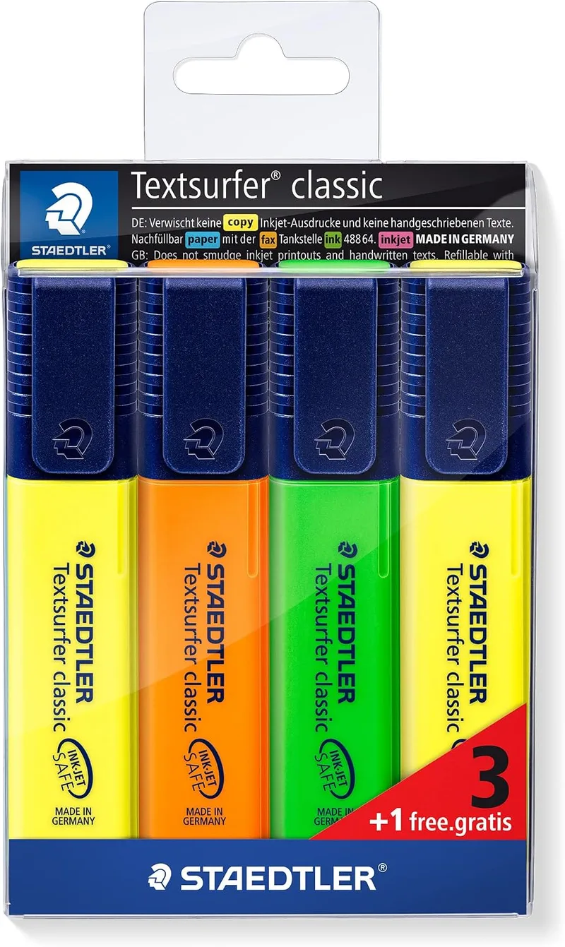STAEDTLER ▫️ Textsurfer Classic 364 Marcadores – embalagem de 4, tons pastel