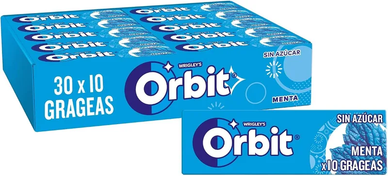 Orbit ▫️ Pastilhas de Chiclete com Sabor a Menta, Sem Açúcar, Frescor Duradouro, 30x10 pastilhas
