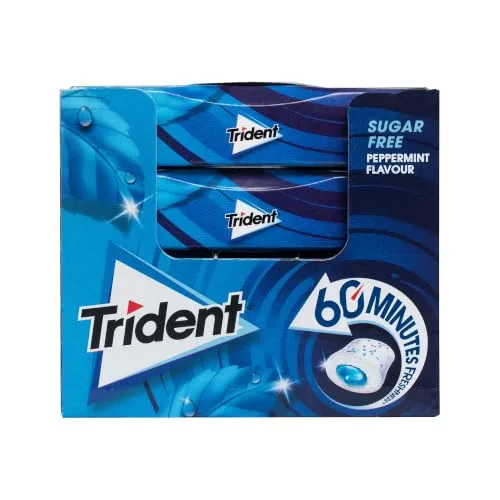 Trident ▫️ 60 Minutos Menta - Pastilhas elásticas sem açúcar com sabor a menta - Embalagem de 16 pacotes de 22 g 2