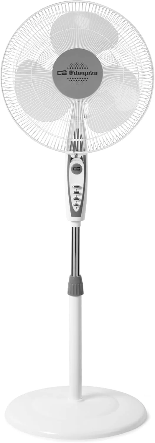 Orbegozo ▫️ SF 0147, ventoinha de chão, 50 W, 3 velocidades, oscilante, regulável em altura, silenciosa, grelha de segurança, tamanho das pás 40 cm, cor branca